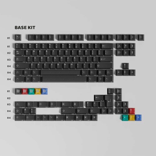 PBTfans Neon R2 ABS Doubleshot Cherry Profile Колпачки клавиш KBDfans, Base Kit