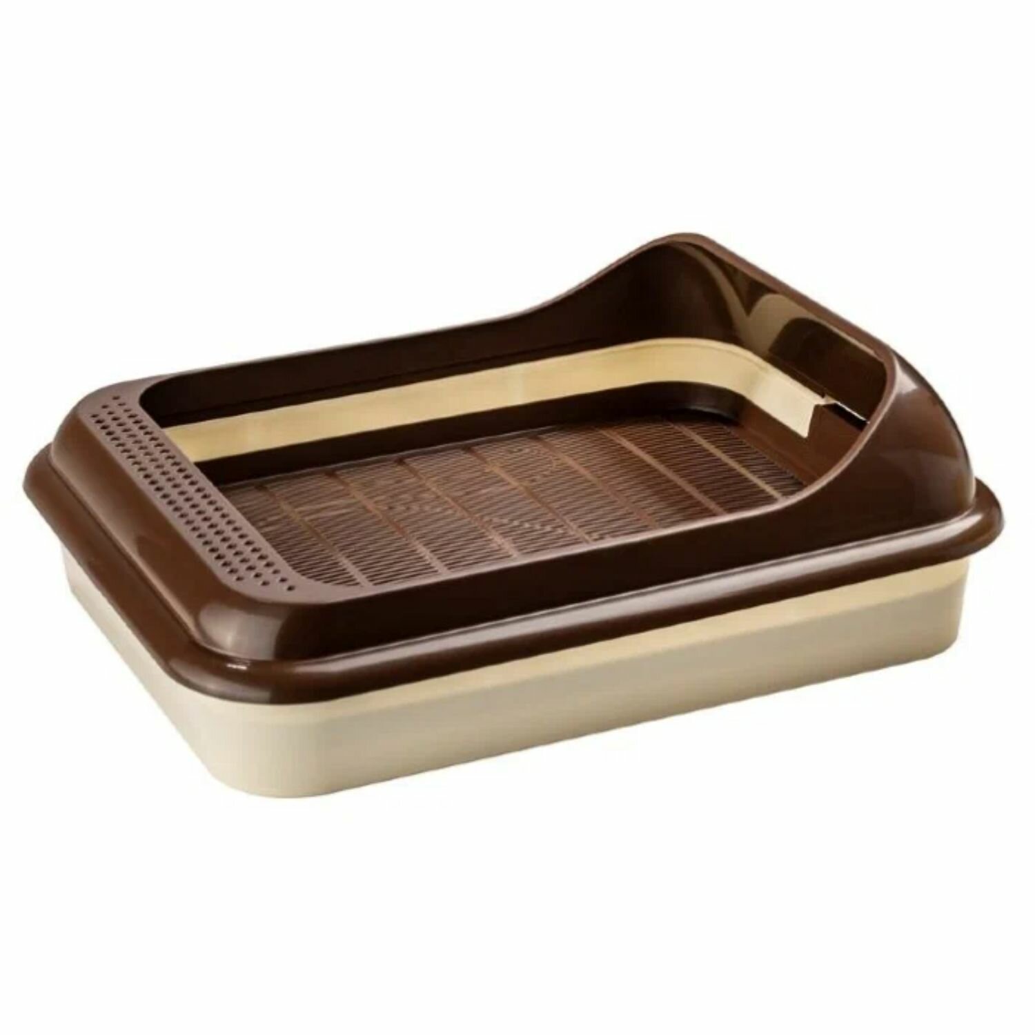 Лоток "Верный друг" (с решеткой), пластик, коричневый, слоновая кость — фото 1