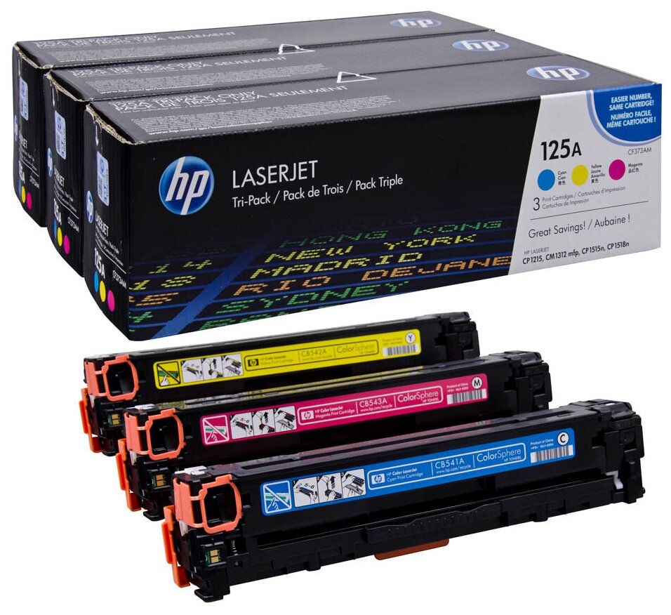 Комплект оригинальных картриджей HP (CF373AM) 125A для CLJ CP1215/ 1515, CMY, 1400стр.