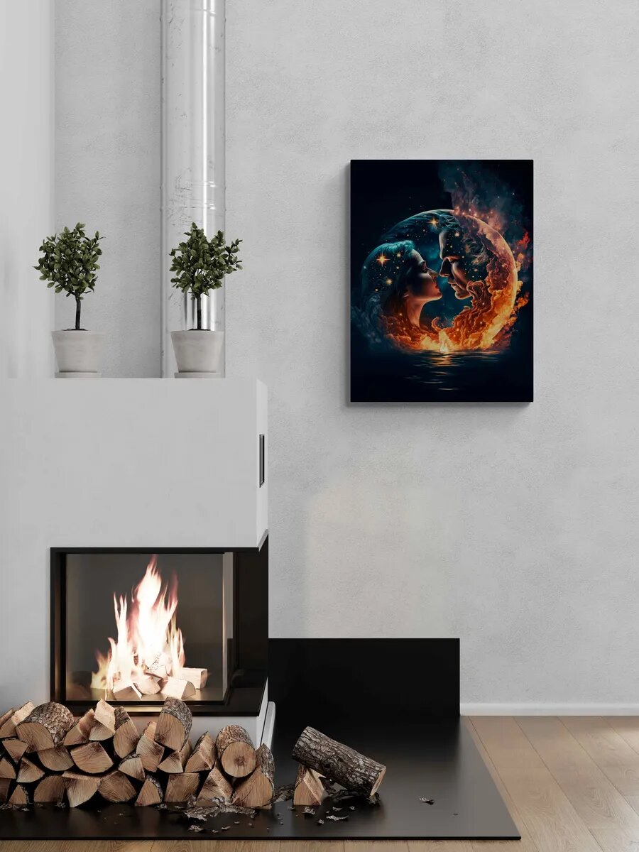 Картина по номерам 40x50 "Огонь и вода" перламутровые краски — фото 1