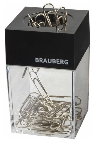 Скрепочница магнитная BRAUBERG с 30 скрепками, прозрачный корпус, 225189 (цена за 1 ед. товара)