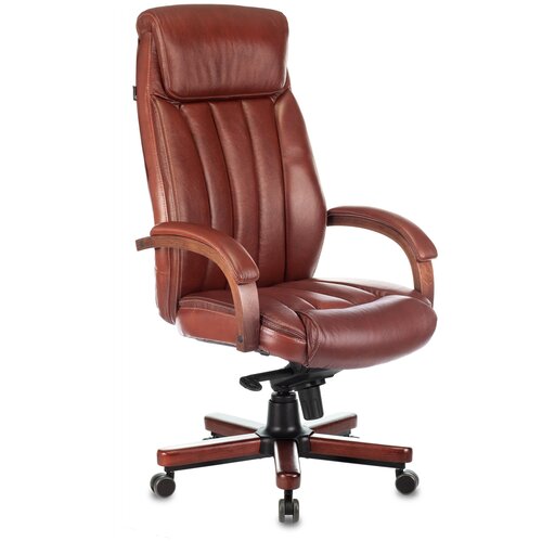 фото Компьютерное кресло бюрократ t-9922walnut для руководителя, обивка: натуральная кожа, цвет: светло-коричневый