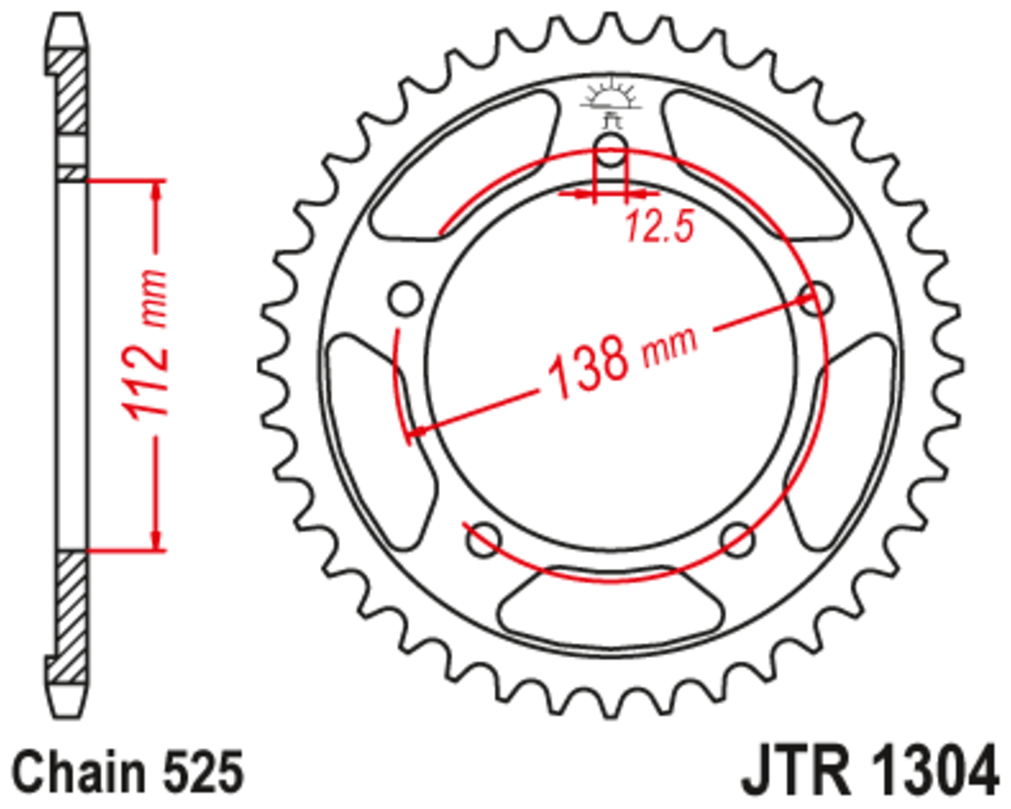 Звезда задняя (ведомая)(сталь) JT 1304.42