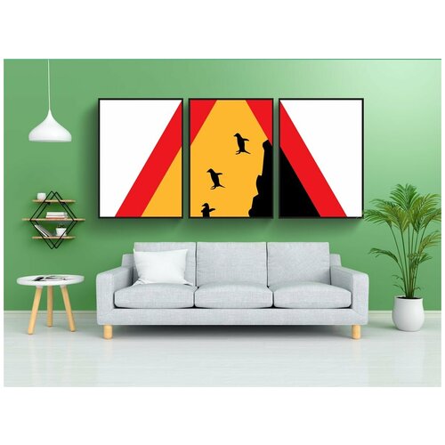 фото Набор модулных постеров для интерьера "пингвины, падение, прыжки" 60x90 см. в тубусе, без рамки lotsprints