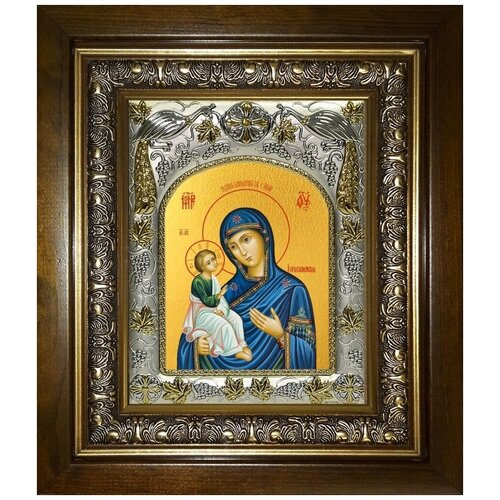Икона Иерусалимская икона Божией Матери, в деревяном киоте икона воспитание икона божией матери в деревяном киоте
