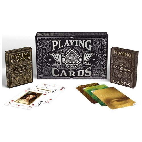 Подарочный набор 2 в 1 Premium poker Леонардо Да Винчи+картины, 2 колоды, 54 карты подарочный набор 2 в 1 poker cards and cubes 54 карты кубики