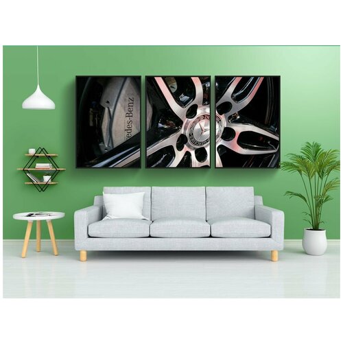 фото Модульный постер "мерседес бенц, мерседес, колеса" 180x90 см. из 3х частей в тубусе, без рамки lotsprints