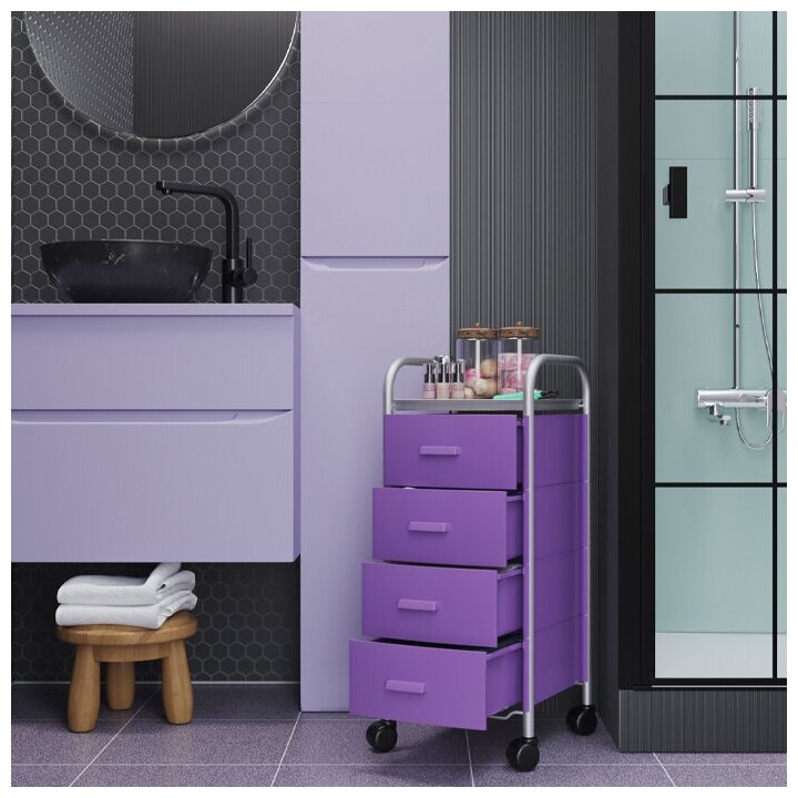 Тумба-стеллаж GiroCo Silva 4 фиолетовая, 4 ящика, 34,5х33,5х81 см., мебель для дома и бизнеса - фотография № 3