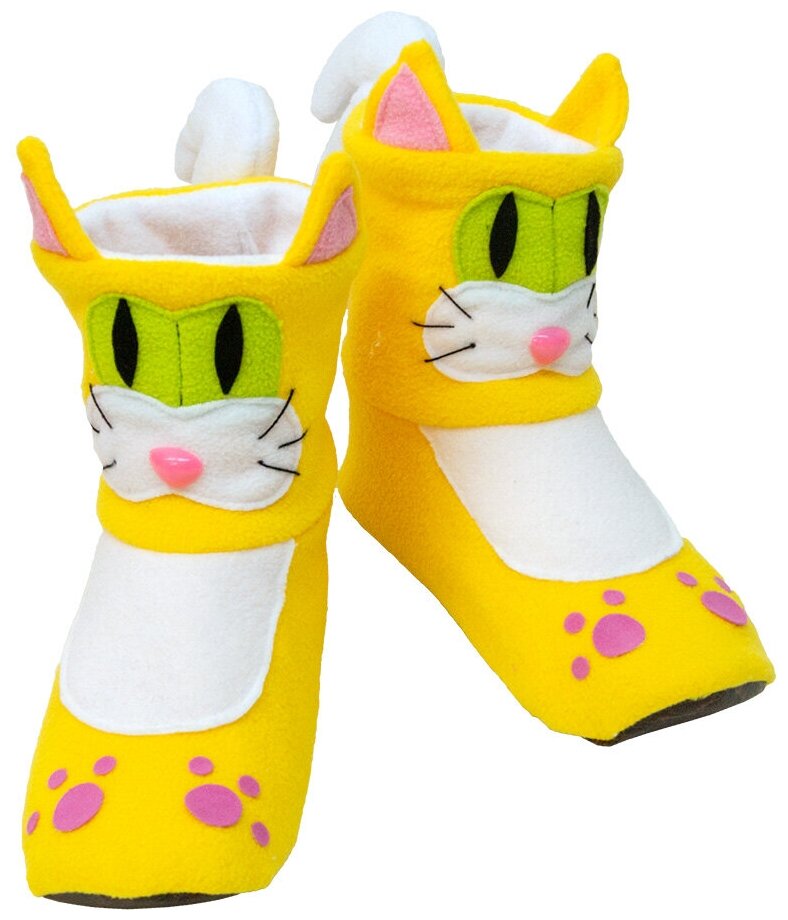 Тапочки Коты жёлтые с белым размер 34-35