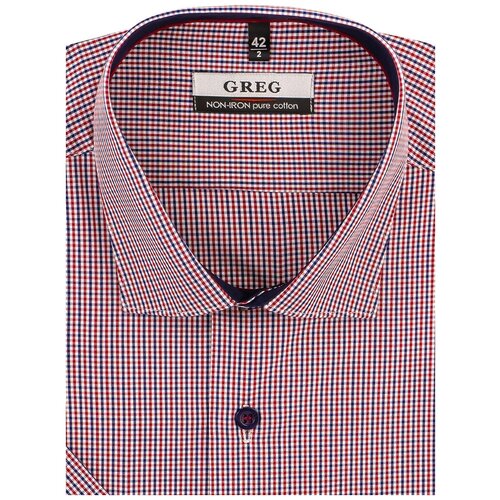 фото Рубашка мужская короткий рукав greg 624/101/5571/1p_gb, прямой силуэт / сlassic fit, цвет голубой, рост 174-184, размер ворота 41