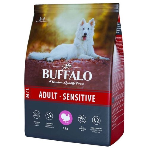 Mr.Buffalo Adult Sensitive (Баффало) 2кг х 2шт индейка сухой для собак средних и крупных пород