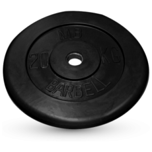 20 кг диск (блин) MB Barbell (черный) 26 мм. 5 кг диск блин mb barbell черный 26 мм