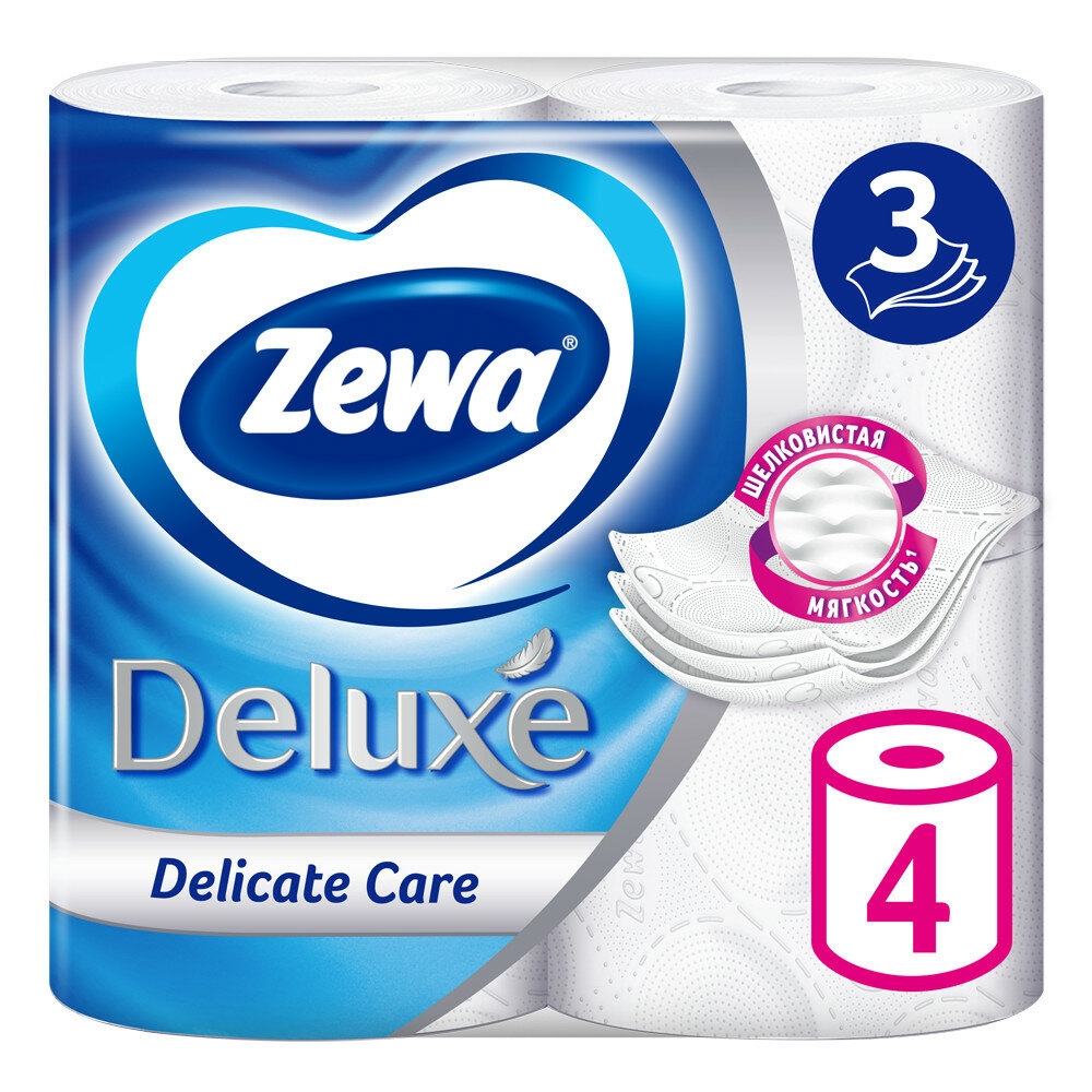 Zewa Туалетная бумага 3 слоя, 4 рулона