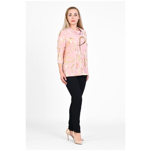 фото Блуза olsi, нарядный стиль, полуприлегающий силуэт, укороченный рукав, манжеты, размер 68, розовый