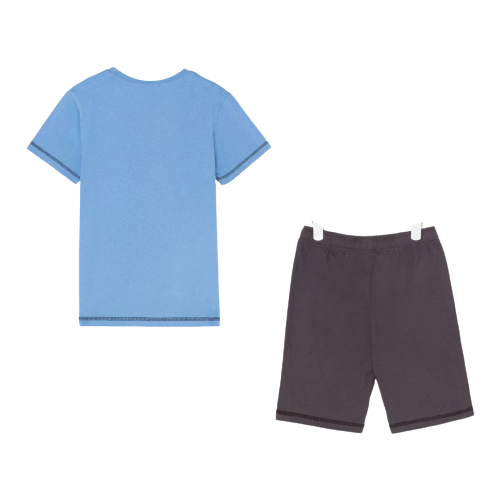Luneva Комплект (футболка, шорты) для мальчика, цвет голубой/синий, рост 134