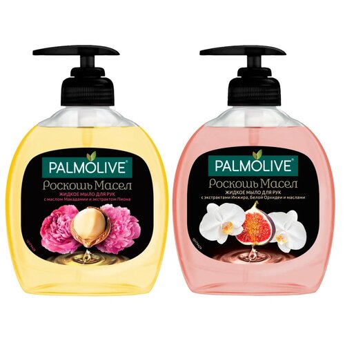 Palmolive Мыло жидкое Роскошь масел с маслом макадамии и экстрактом пиона + Роскошь масел с экстрактами инжира, белой орхидеи и маслами, 300 мл