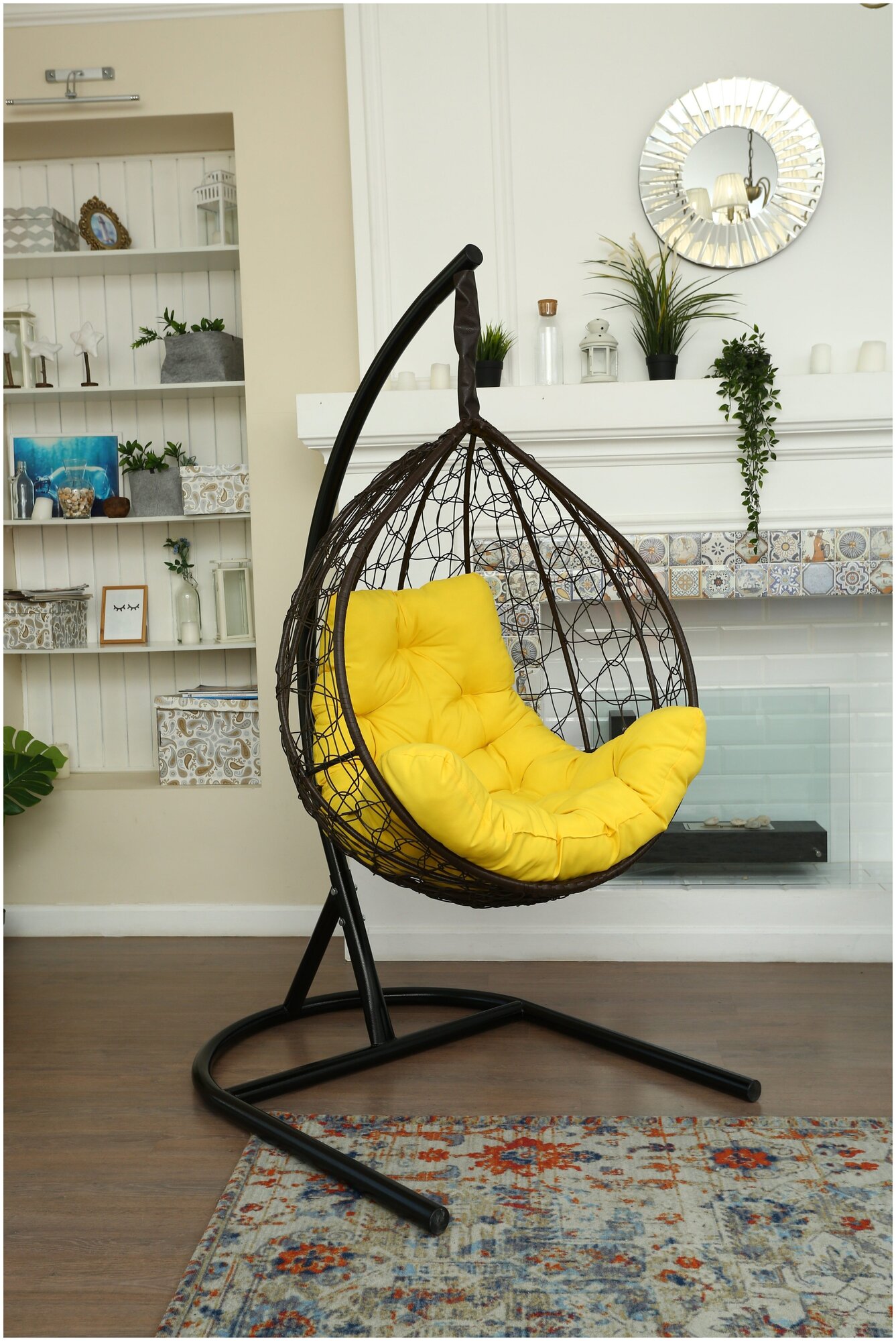 Кресло подвесное бароло, коричневый/желтый - фотография № 2