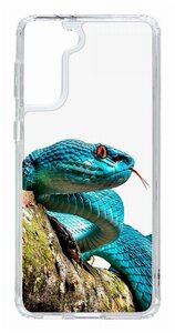 Чехол для Samsung Galaxy S21 Plus Kruche Print Змея, пластиковая накладка, силиконовый бампер с защитой камеры, противоударный прозрачный кейс с рисунком