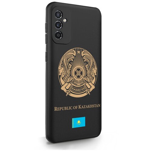 Черный силиконовый чехол SignumCase для Samsung Galaxy M52 Золотой Герб Казахстана для Самсунг Галакси М52