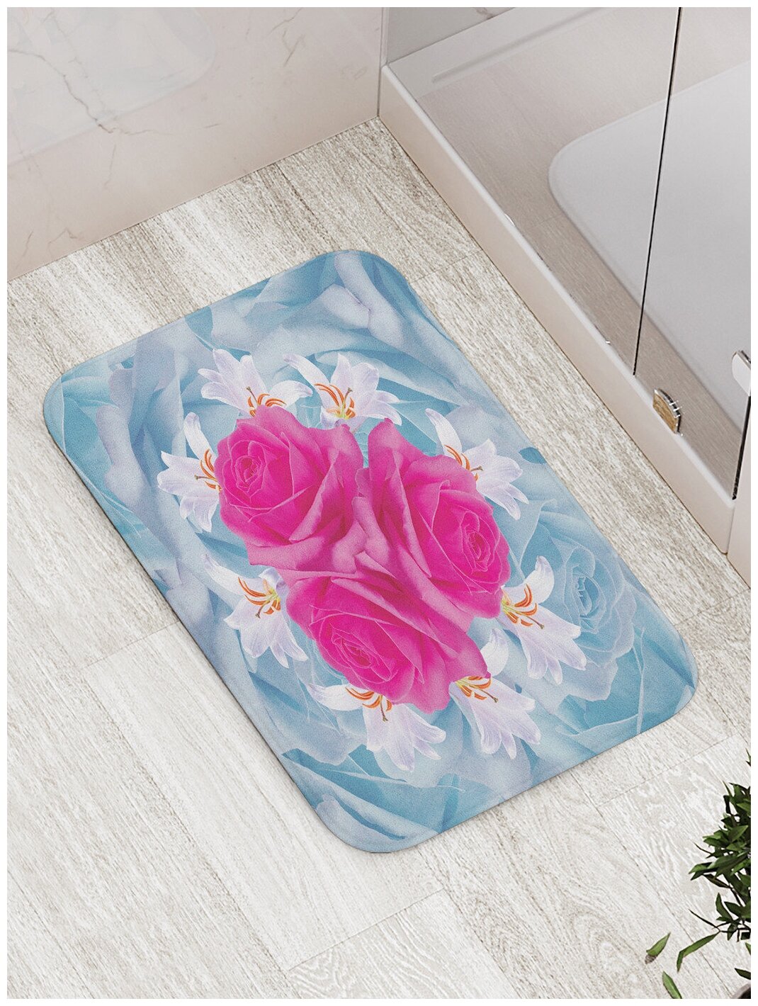 Коврик JoyArty противоскользящий "Цветы волнения" для ванной, сауны, бассейна, 77х52 см