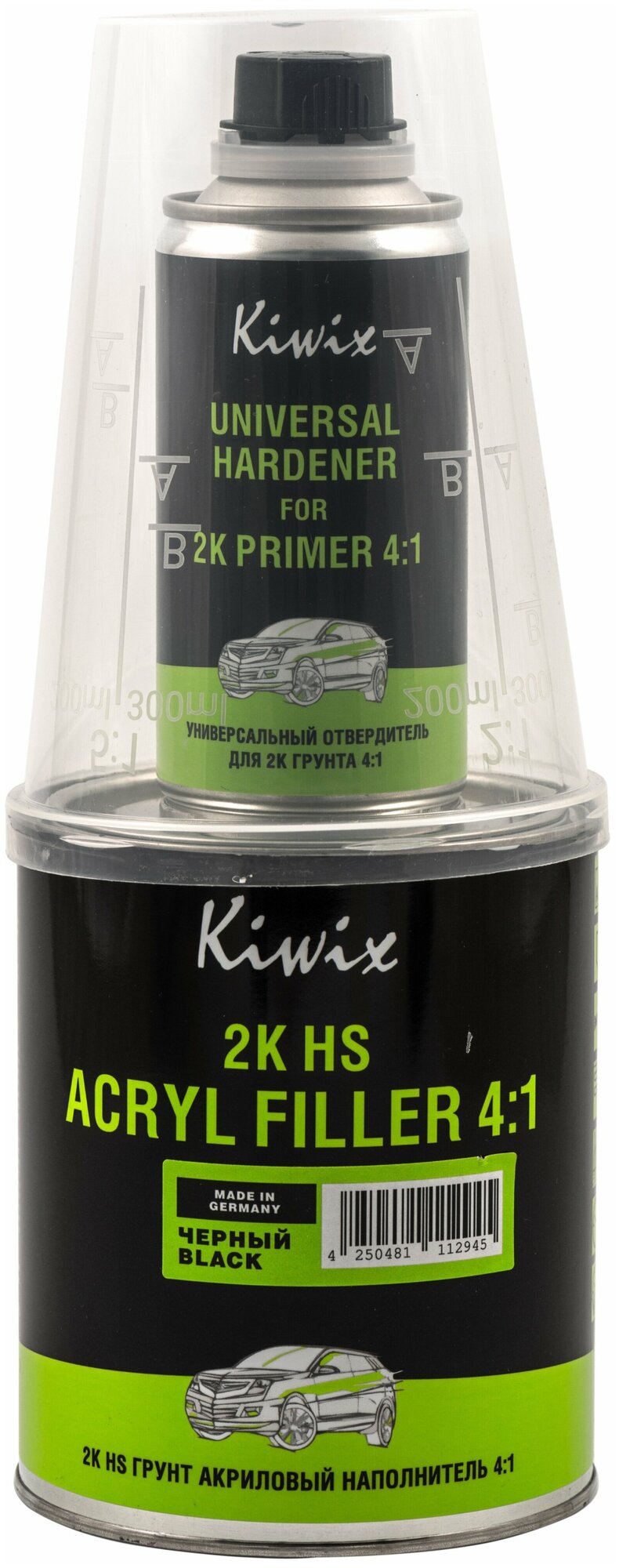 Kiwix Грунт акриловый 4:1 (0,8л+ отв.0,2л) Черный