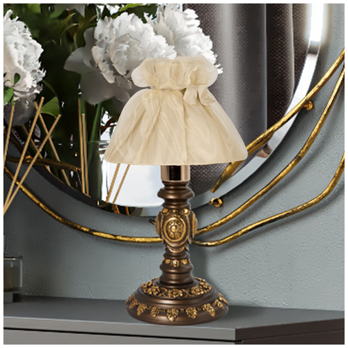 Настольная лампа Bogacho Корса бронзового цвета с бежевым абажуром