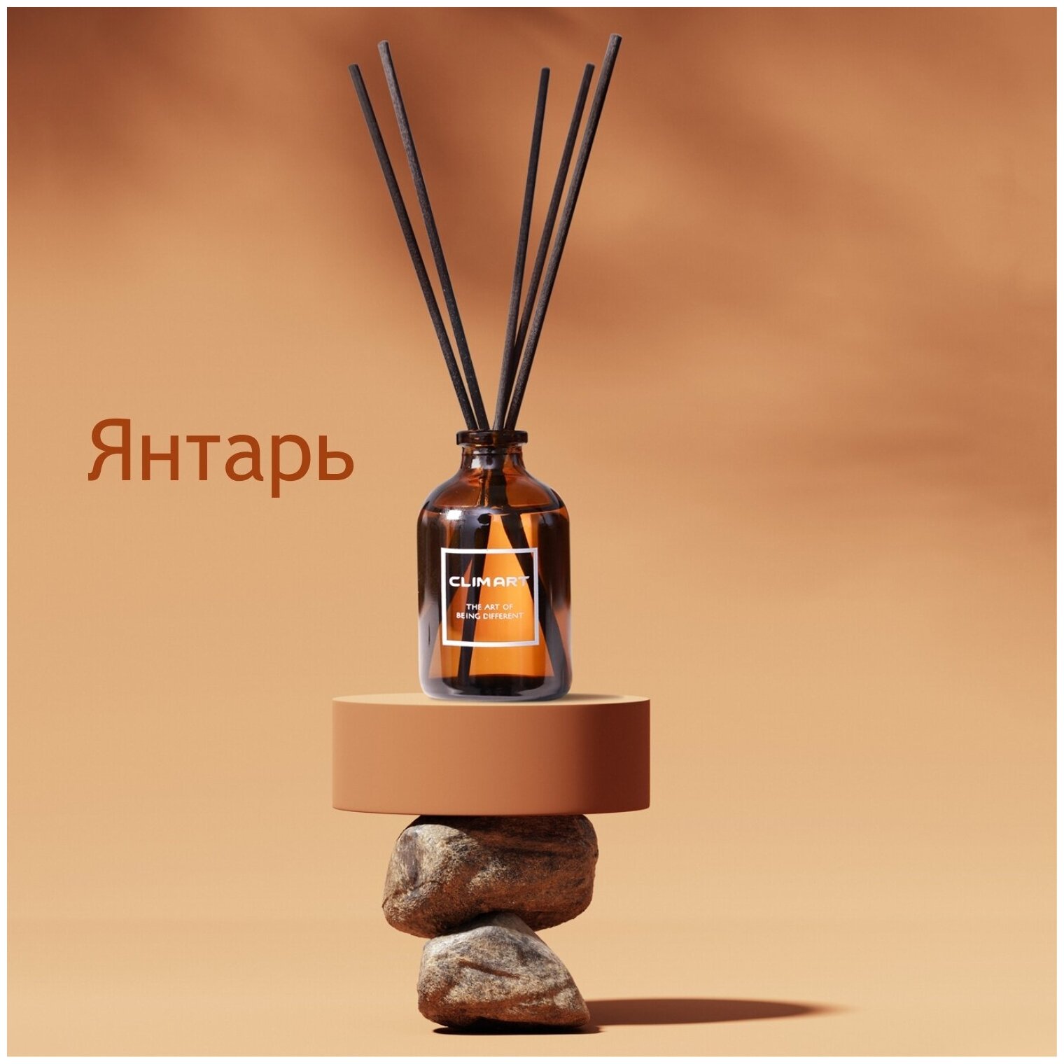 Ароматизатор для дома с палочками, ароматический диффузор Clim Art Янтарь, 50 мл, подарок мужчинам и женщинам