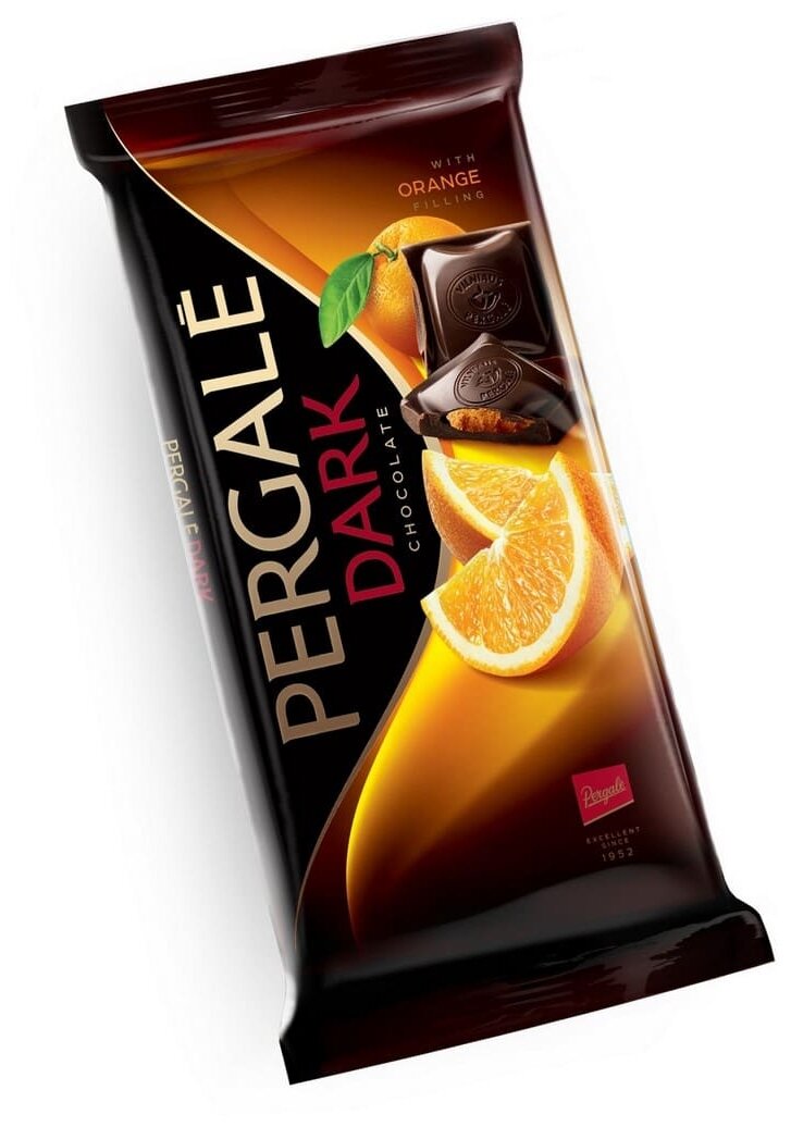 Темный шоколад Pergale с апельсиновой начинкой 100 гр - фотография № 1