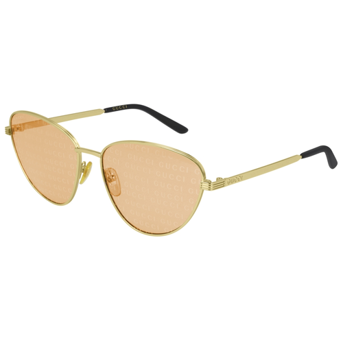 Солнцезащитные очки GUCCI, кошачий глаз, оправа: металл, с защитой от УФ, для женщин, желтый