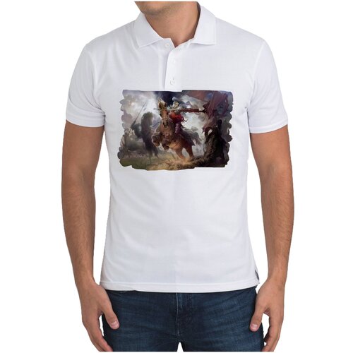 фото Рубашка- поло coolpodarok heroes of three kingdoms всадник с копьём битва