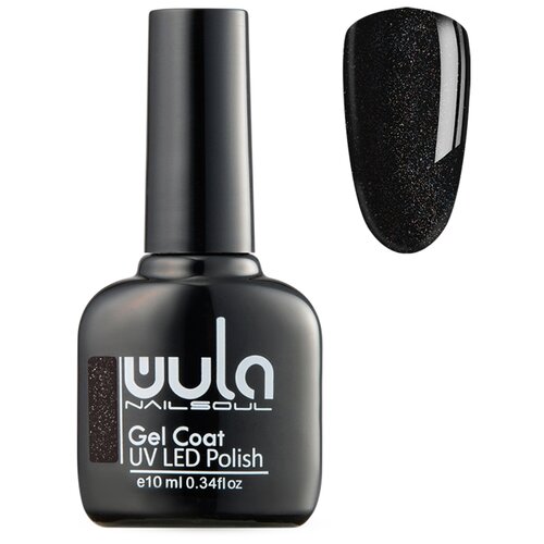 WULA гель-лак для ногтей Gel Coat, 10 мл, 42 г, 347 черный с мелким голографическим глиттером