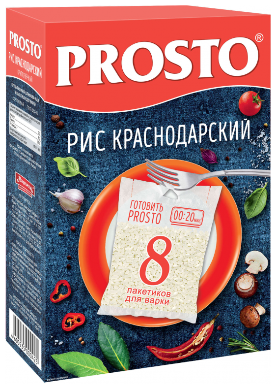 Рис PROSTO Краснодарский круглозерный, в варочных пакетиках, 8 шт х 62,5 г - фотография № 2