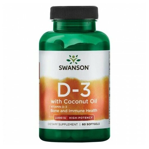 Swanson Ult Vit D-3 W/Coconut Oil 2000 Iu 60 softgel