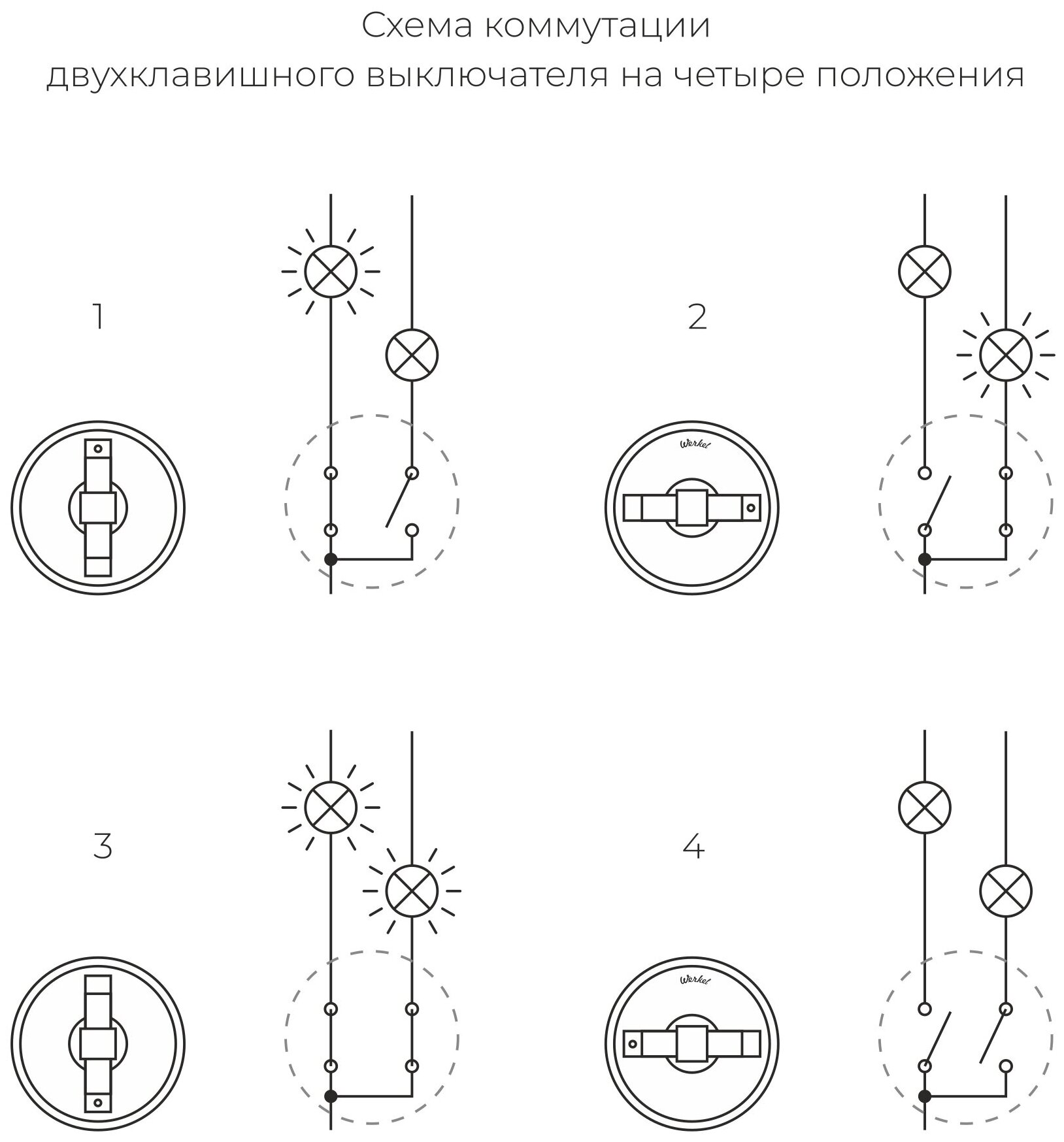 Выключатель на 4 положения двухклавишный Werkel a051052 W5620014 - фото №7