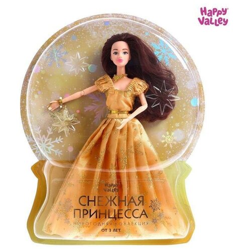 Кукла-модель шарнирная Снежная принцесса Ксения, с аксессуаром, золотое платье