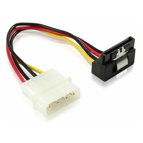 Кабель SATA питания угловой MOLEX 4pin / SATA 15pin GCR 15см кабель питания sata cablexpert 15см molex 4pin 2x sata15pin на 2 устр пакет