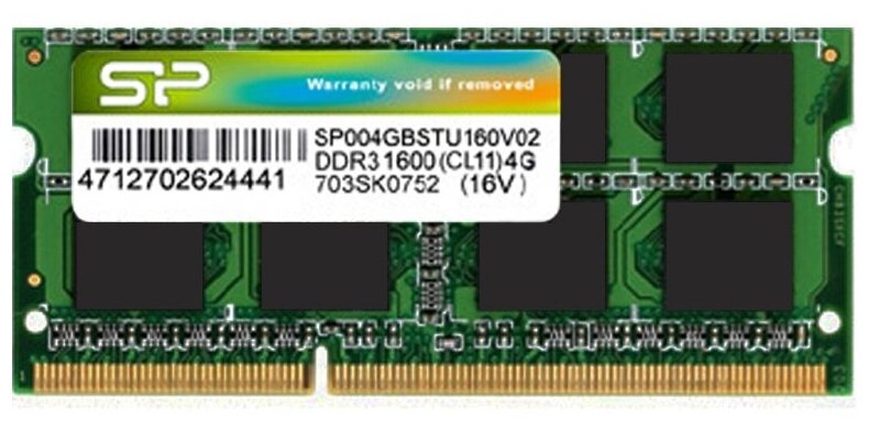 Оперативная память Silicon Power 8GB PC12800 DDR3 SO-DIMM SP008GBSTU160N02