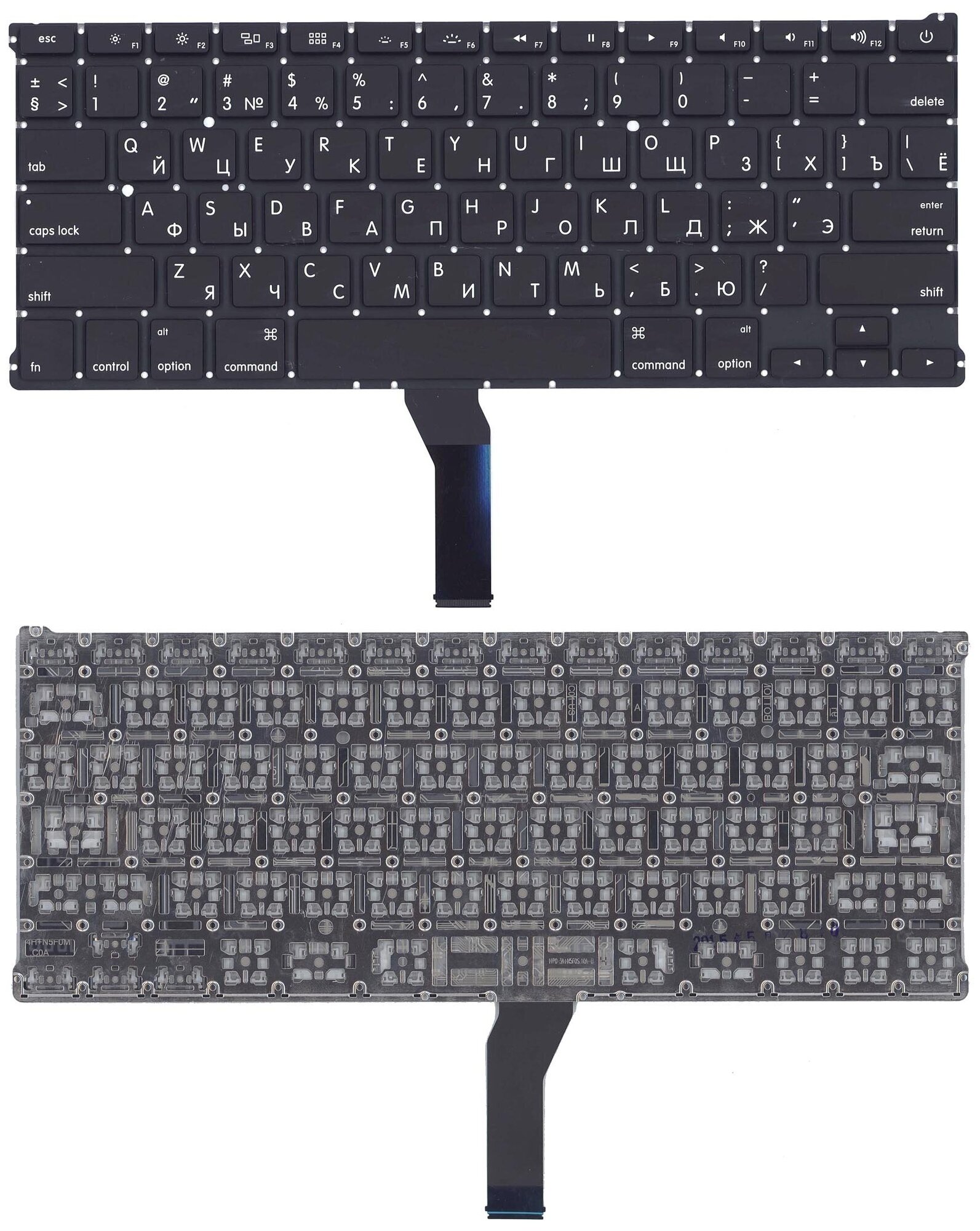 Клавиатура для ноутбука MacBook A1369 2011+ черная с подсветкой, плоский ENTER