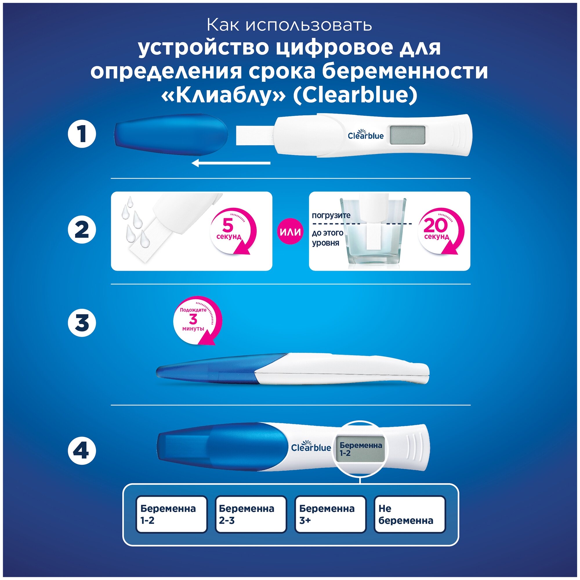 Клиаблу тест на беременность digital с индикатором срока ПРОКТЕР ЭНД ГЭМБЛ - фото №12