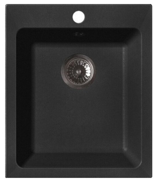Мойка кухонная прямоугольная мраморная DeLight-505 (505*427*200 мм), цвет черный мрамор, без сифона - фотография № 2