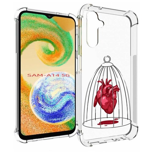 Чехол MyPads сердце в клетке для Samsung Galaxy A14 4G/ 5G задняя-панель-накладка-бампер