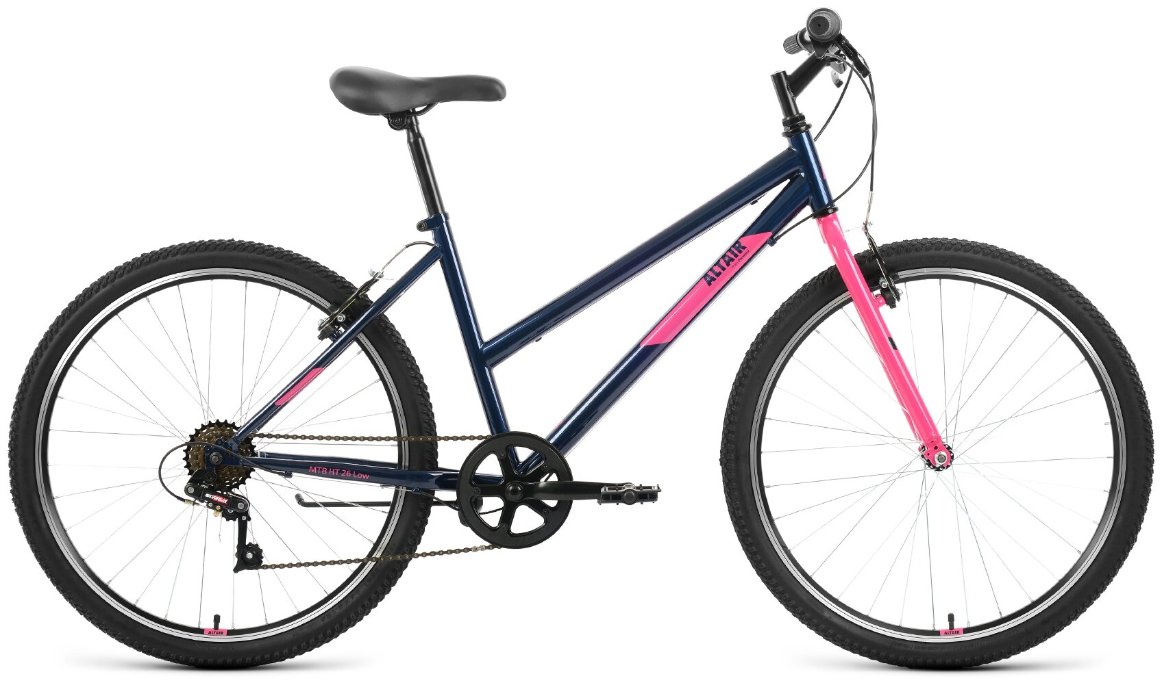 Велосипед ALTAIR MTB HT 26 low (26" 6 ск.рост 17") 2022 темно-синий/розовый (требует финальной сборки)