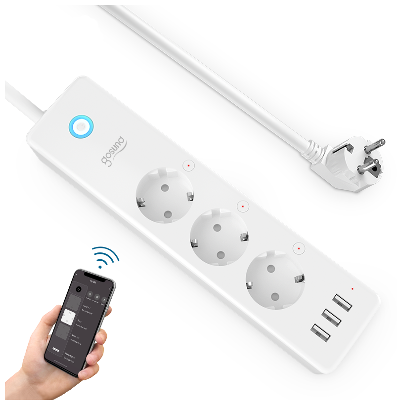 Умный сетевой фильтр Gosund Smart plug P1, 3 розетки, 3 USB разъема