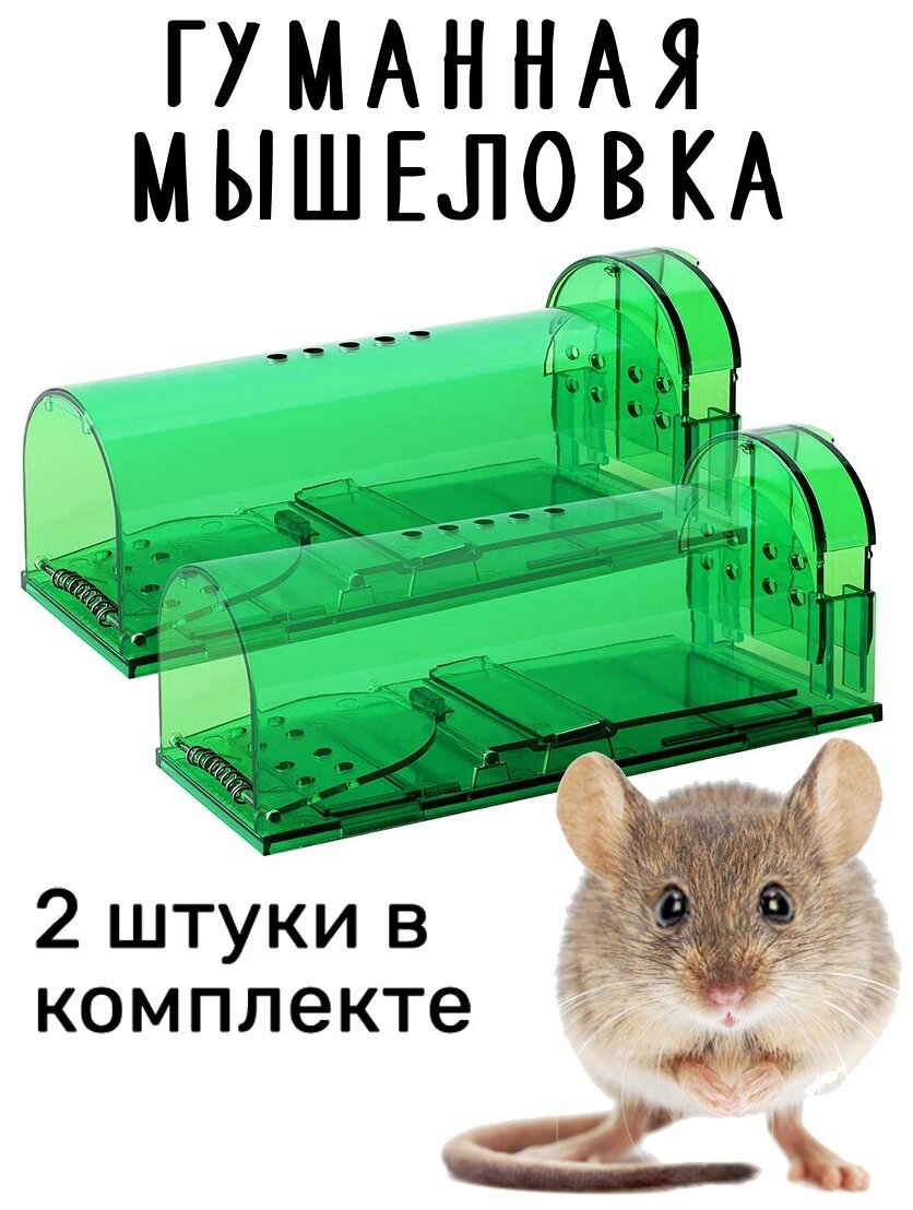 Мышеловка гуманная живоловка для дома и дачи (ловушка для мышей и кротов) комплект из 2 штук