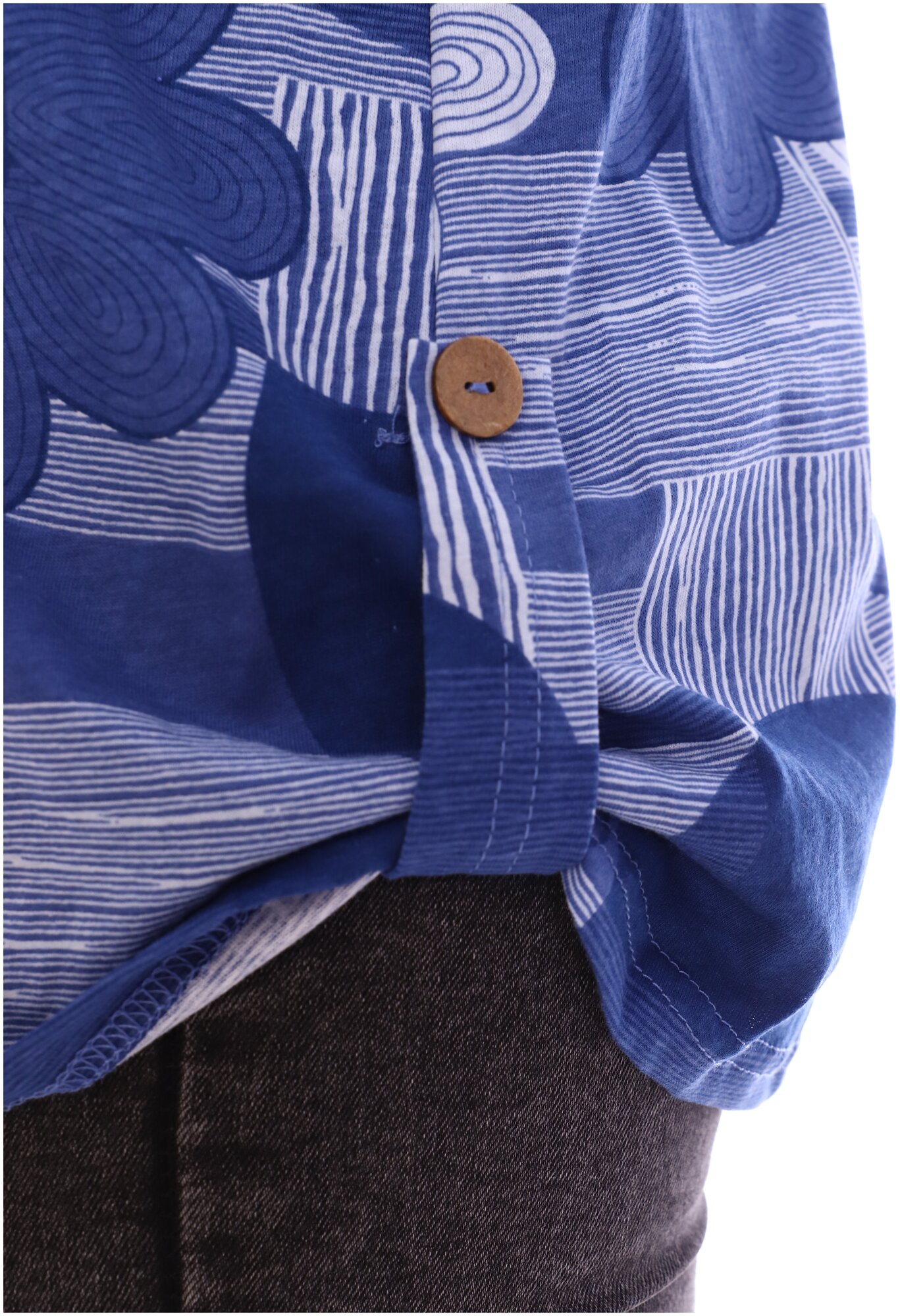 Туника женская Kanka К1021 домашняя трикотажная укороченная большие размеры для беременных темно-синяя - фотография № 7