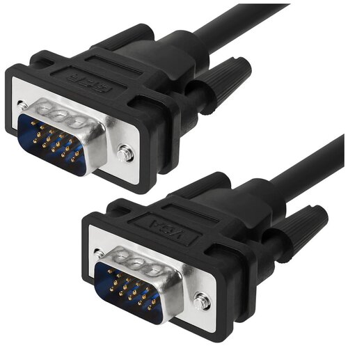GCR Кабель SVGA 10.0m чёрный, ферритовые кольца, OD8.0mm, 15M / 15M Premium, 28/28 AWG, двойной экран