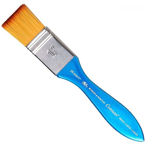 кисть флейц для размывки winsor Кисть Winsor & Newton Cotman, синтетика, флейц, с короткой ручкой, №1, 1 шт., голубой