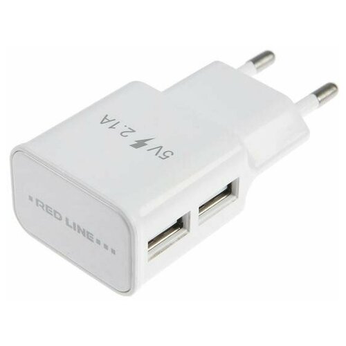 Red Line Сетевое зарядное устройство Red Line NT-2A, 2xUSB, 2.1 А, белое горящие скидки red line nt 2a white