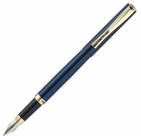 Ручка перьевая Pierre Cardin ECO, латунь/нержавеющая сталь, перо тонкий (F) 0,6-0,65 мм, цвет синий металлик (PC0871FP)