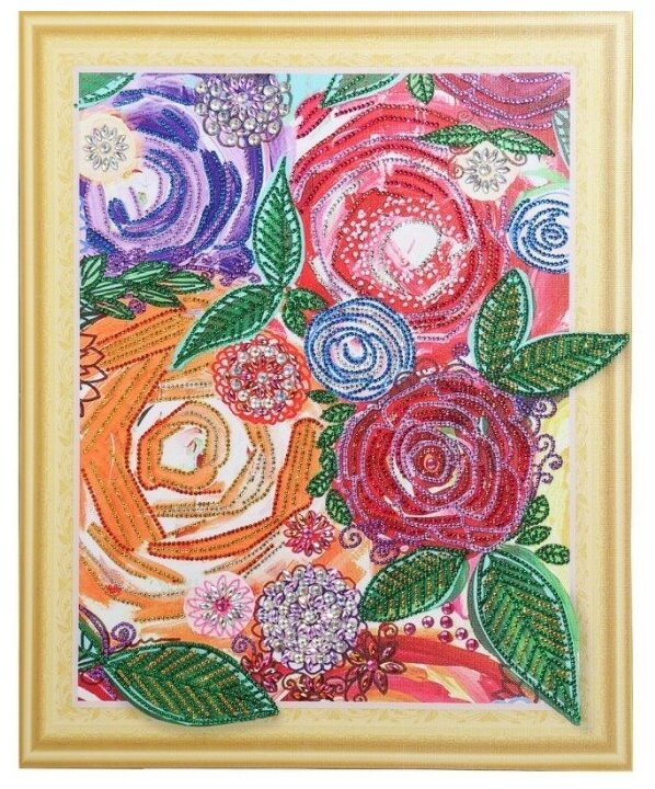Color Kit / Алмазная живопись / Выкладка стразами /Алмазная картина с фигурными стразами Винтажные цветы 40х50 FKA005
